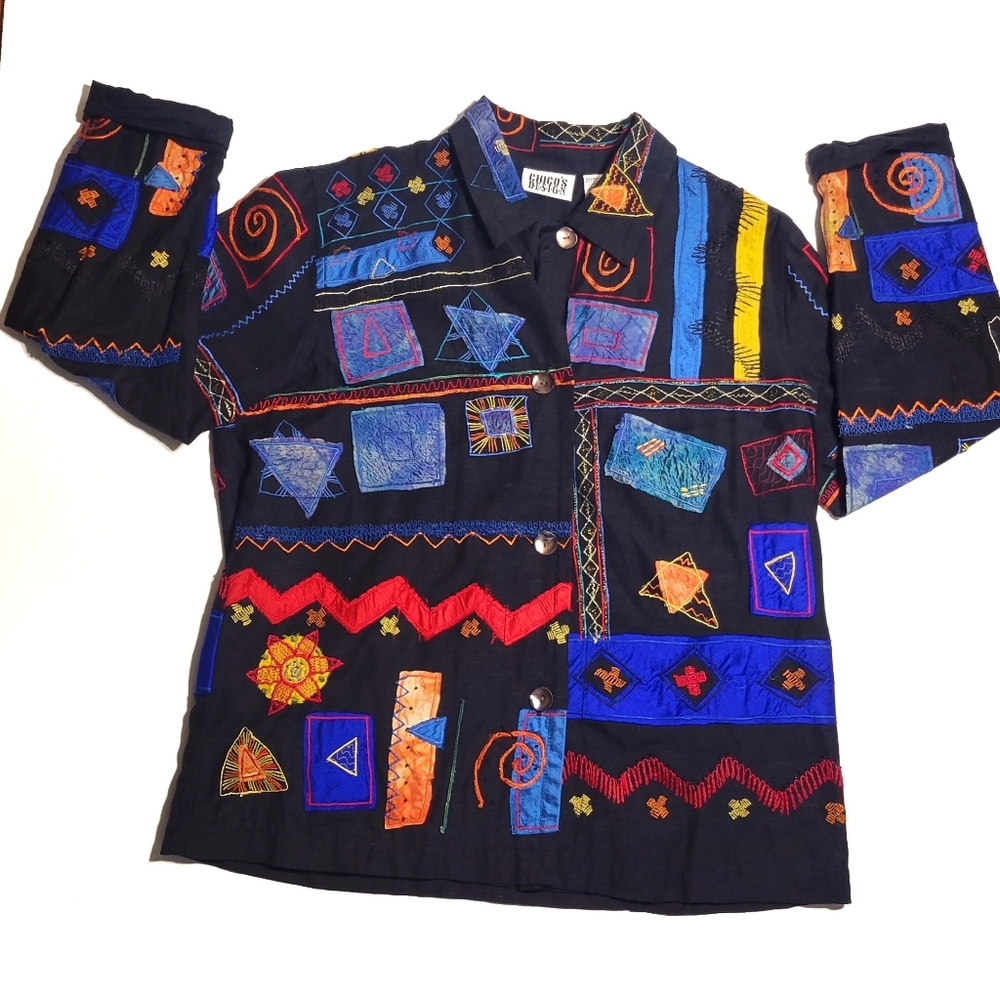 Chico's Design Patchwork Blazer – Vintage Art Deco Inspired